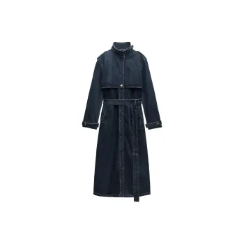 ZARA Trench Coats Women's Blue