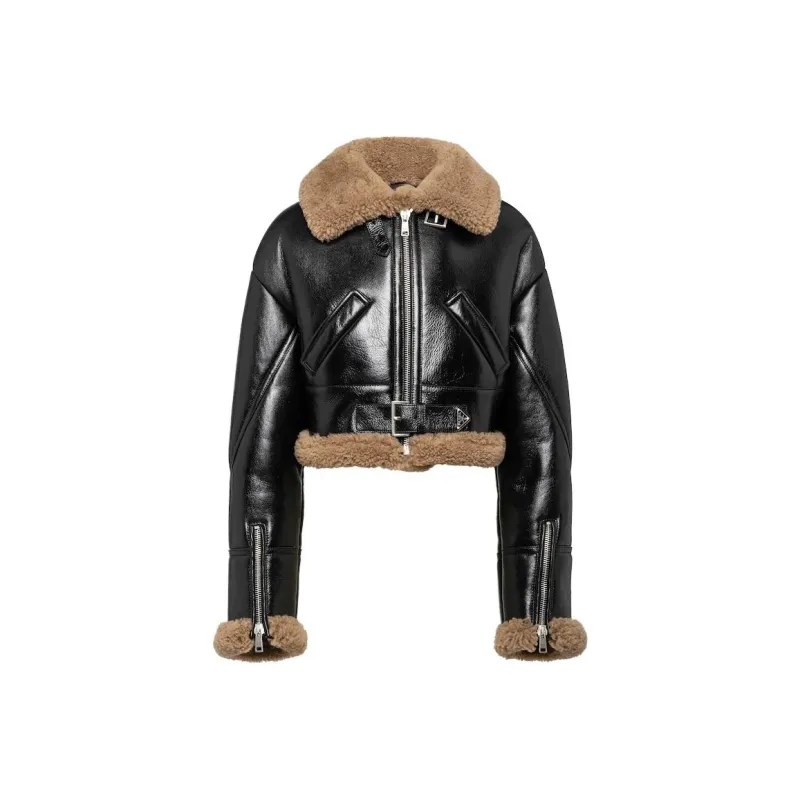 PRADA Leather Jackets Women's Black-0
