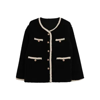 SUNSUNTOWN Velvet Jackets Women's Refined Black