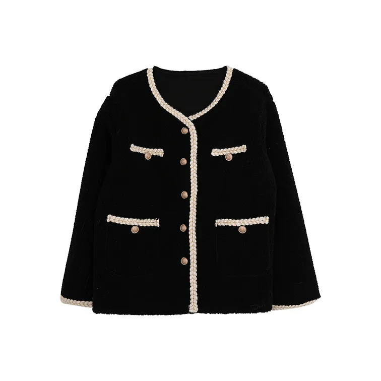 SUNSUNTOWN Velvet Jackets Women's Refined Black-0