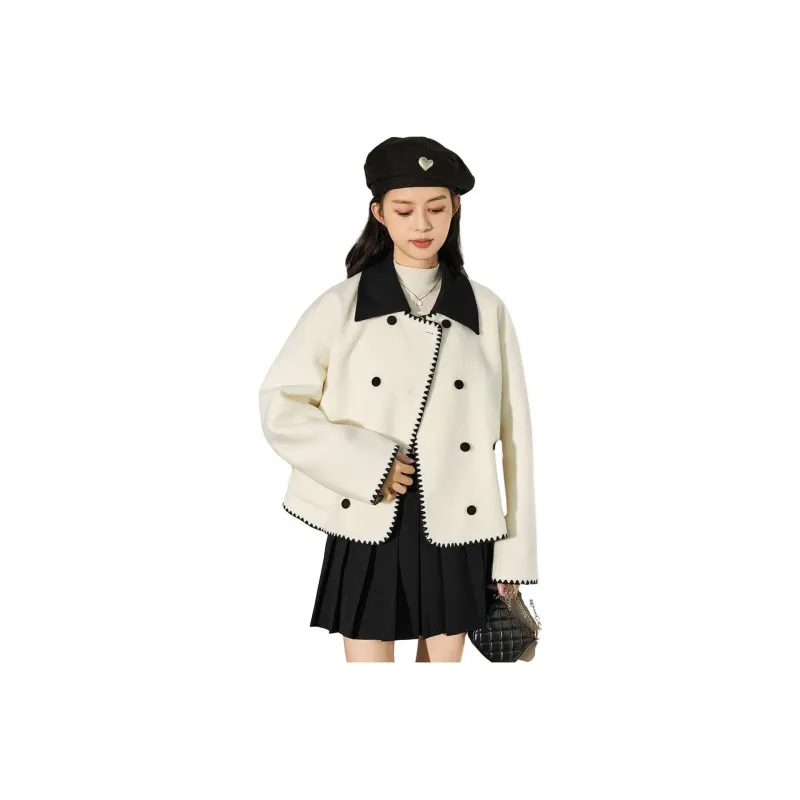 Tonlion Velvet feel Coat Women's Ecru-0