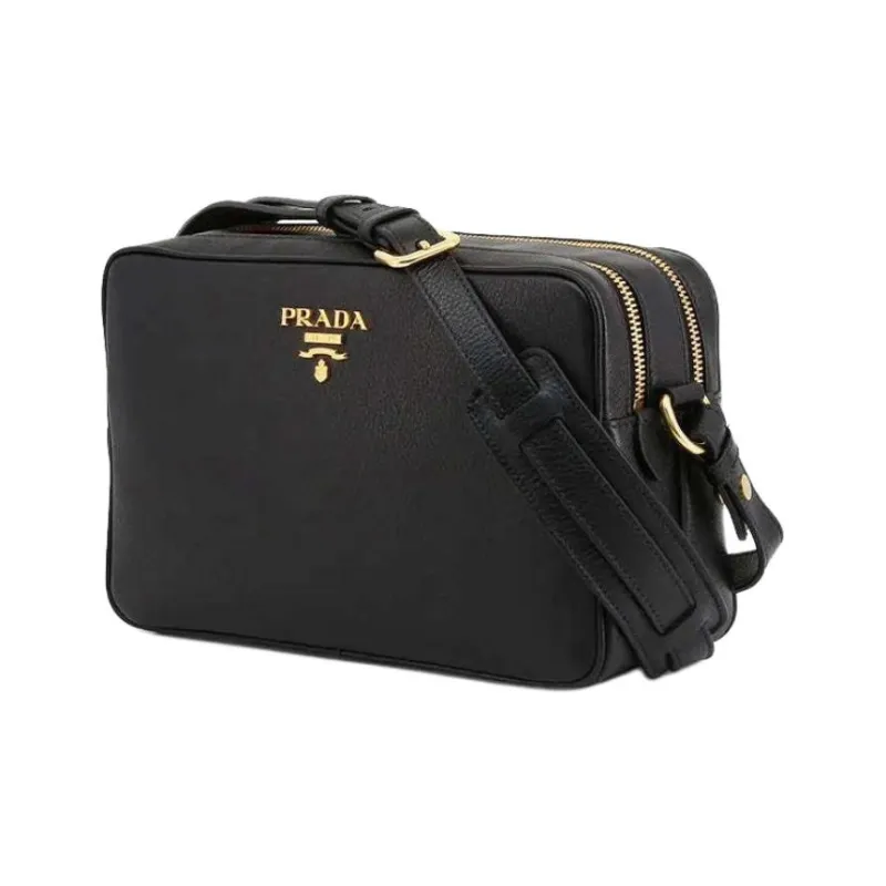 PRADA Calfskin Shoulder Bag Women's Black-1