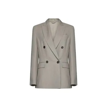 Brunello Cucinelli Double Breasted Straight Hem Blazer