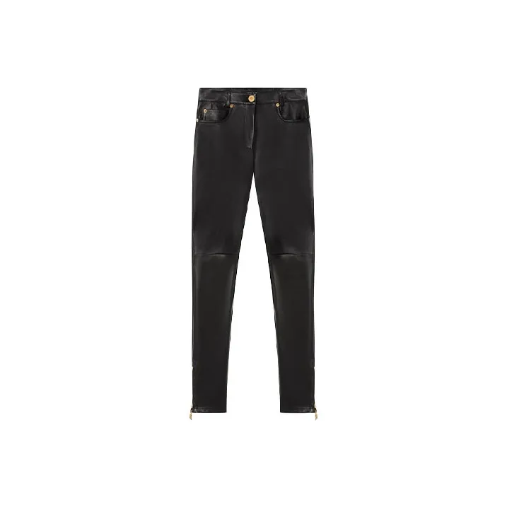 VERSACE Leather Leggings 'Black'-0