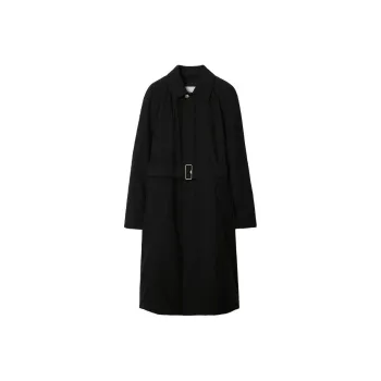Burberry Long Nylon Cotton Padded Car Coat Coats Women's Black