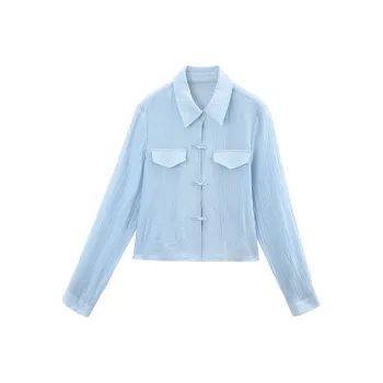 A Paradise For Awakening Cropped Coats Women's Blue