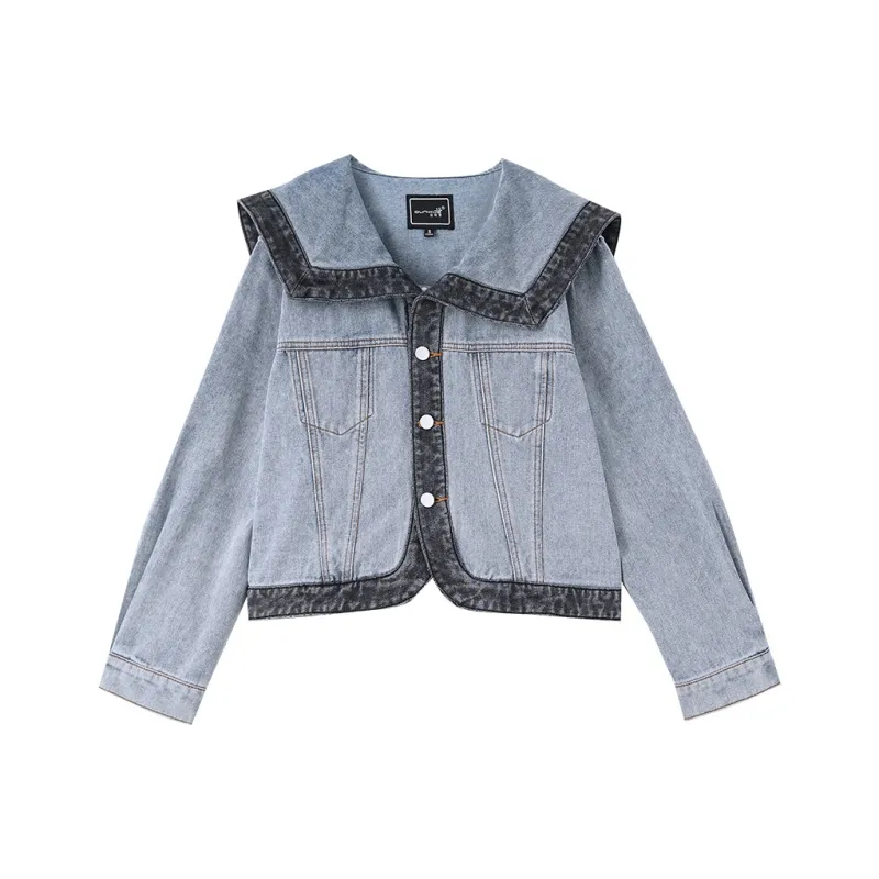 OUNIXUE Denim Jackets Women's Blue-0