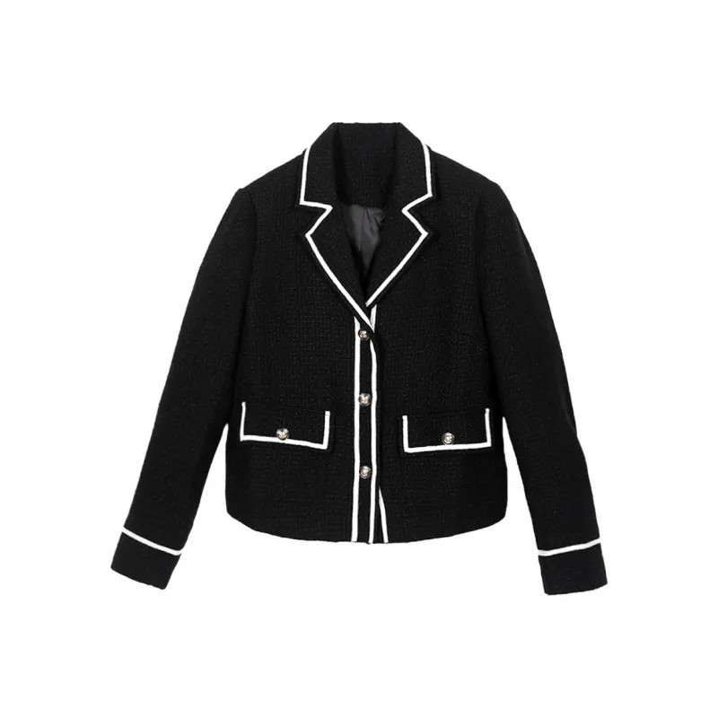 E.BECKY Cropped Coats Women's Black-0