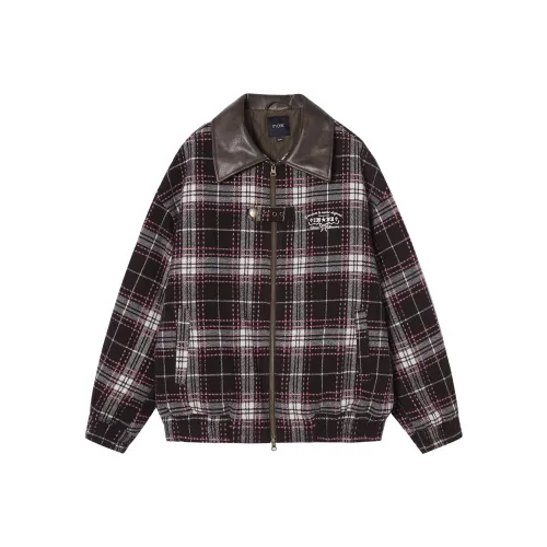 I'M ONE Cropped Coats Women's Pink And Brown Plaid