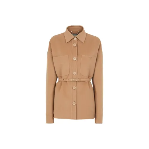 FENDI FW22 Velvet feel Coat Women's Khaki