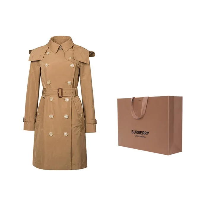 Burberry Trench Coat Cinched Waist Slimming British Style Women's Trench Coats Coat Women's Camel 80061121-4