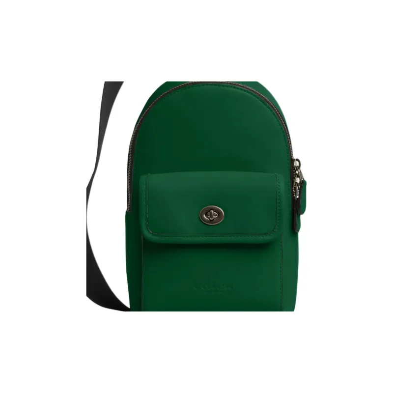 COACH Turnlock Calfskin Sling Bag Small Size Men's Green-3