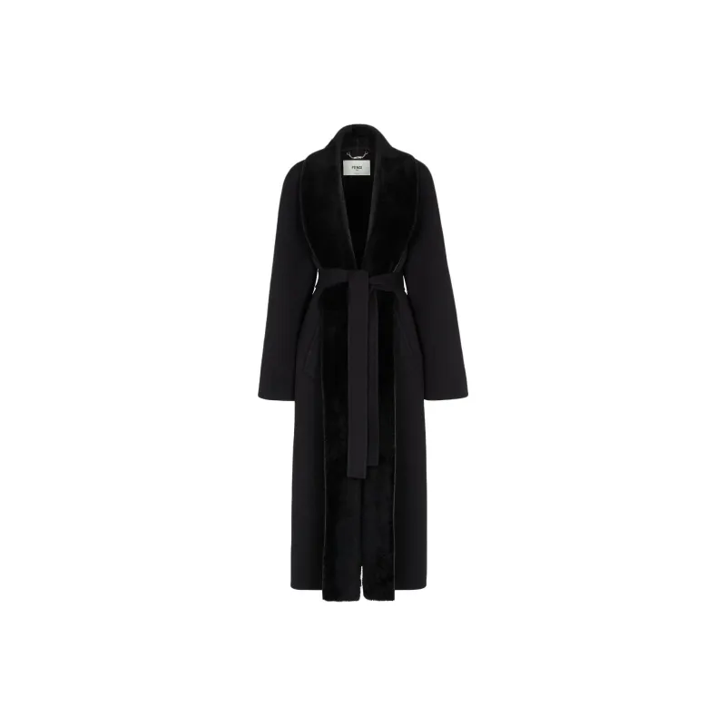 FENDI Wrap Style Belted Waist Cocoon Coat-0