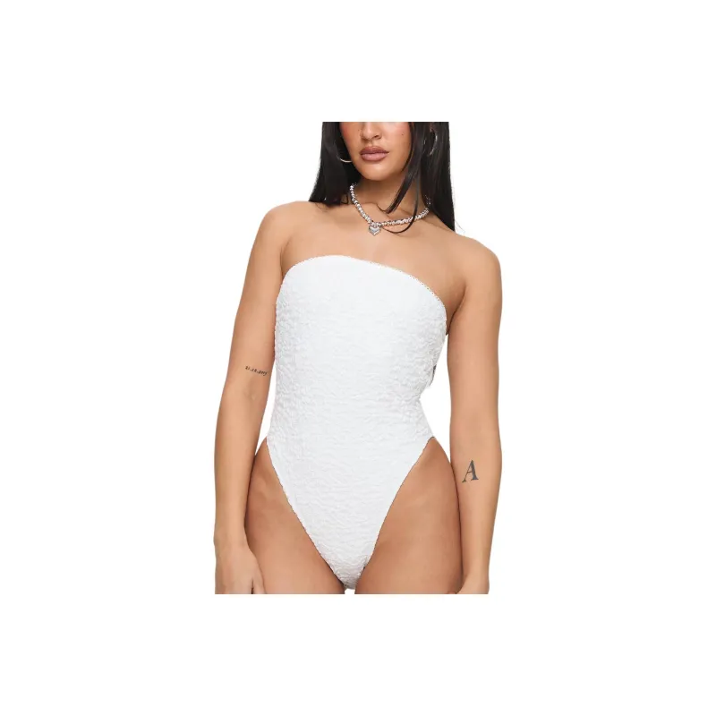 PRINCESS POLLY BRISTLE STRAPLESS BODYSUIT Jumpsuit Women's White/White-0