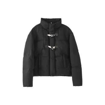 Fstudio Fall And Winter Korean Preppy Style Cropped Ox Horn Button Down Jacket Coat Women's