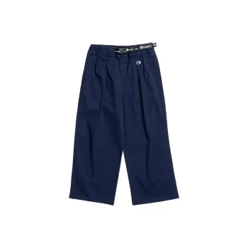 Champion Loose Fit Wide Leg Casual Pants Japan Version Women's Navy Blue
