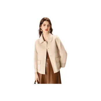 FENHONGMALI Coats Women's Beige