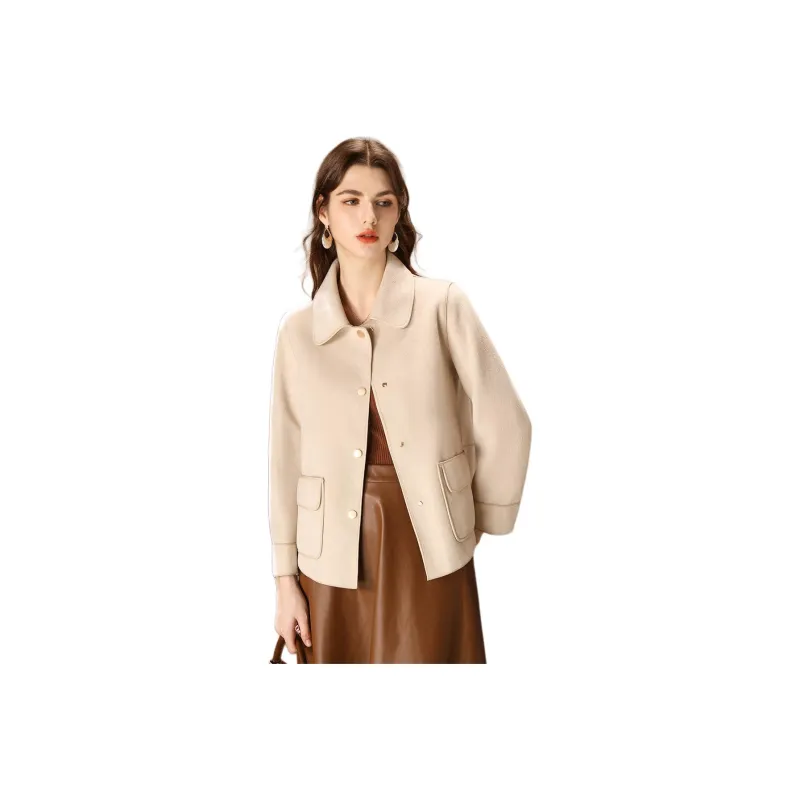 FENHONGMALI Coats Women's Beige-0
