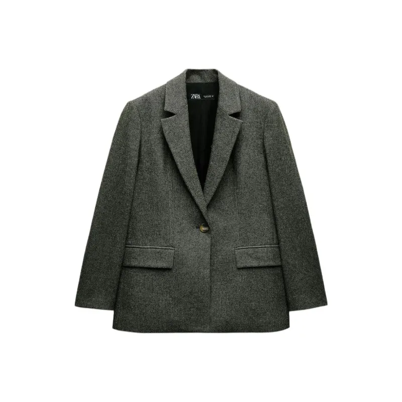 ZARA Business Suit Women's Gray/Gold Brown-0