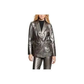 GUESS Diletta Faux Leather Suit Jacket Business Suit Women's Gray