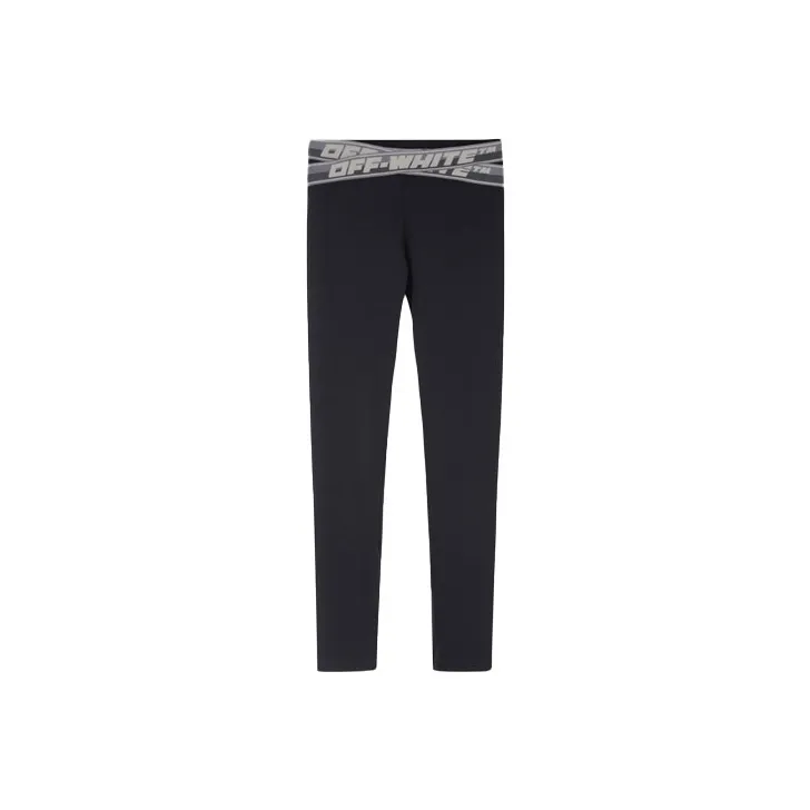 OFF WHITE Logo Waistband Leggings Black/Grey/White-0