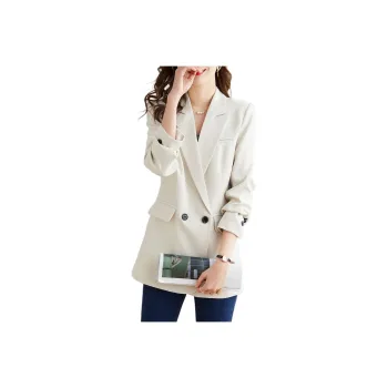 TERRE BLEUE Business Suit Loose Fit Button Comfortable Solid Color Women's Beige