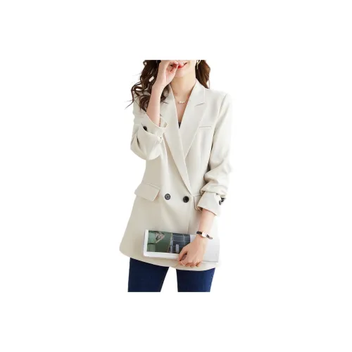 TERRE BLEUE Business Suit Loose Fit Button Comfortable Solid Color Women's Beige