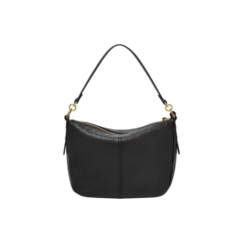 FOSSIL Genuine Leather Crescent Bag, Shoulder Bag, Crossbody Bag, Handbag Women's Black