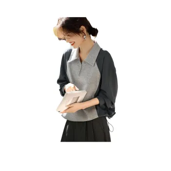 XWI Sweatshirt Women's Light Gray Contrast With Dark Gray