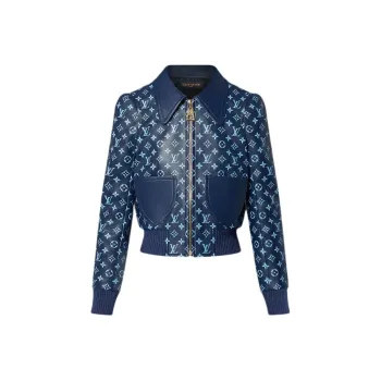 LOUIS VUITTON New Quarterly Products Of LV Leather Jackets Women's Blue