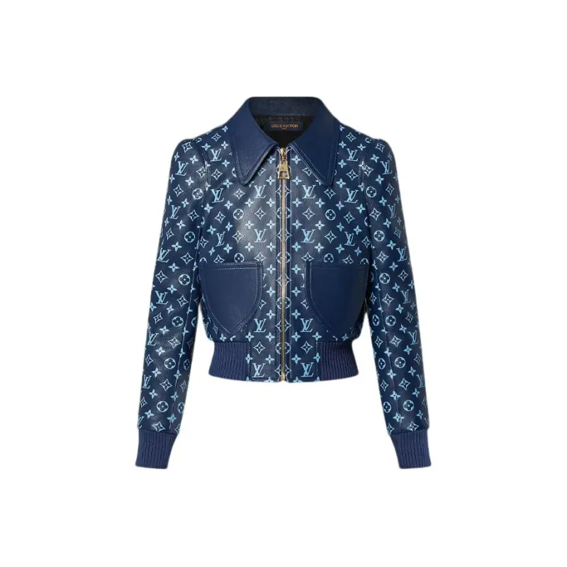 LOUIS VUITTON New Quarterly Products Of LV Leather Jackets Women's Blue-0