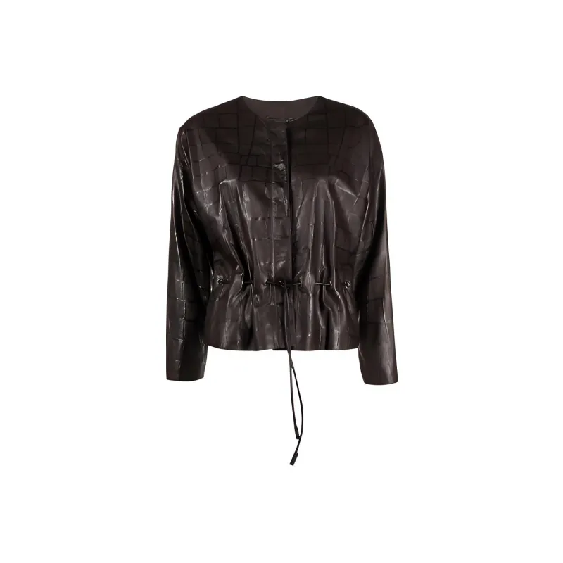GIORGIO ARMANI Leather Jackets Women's Umber-0