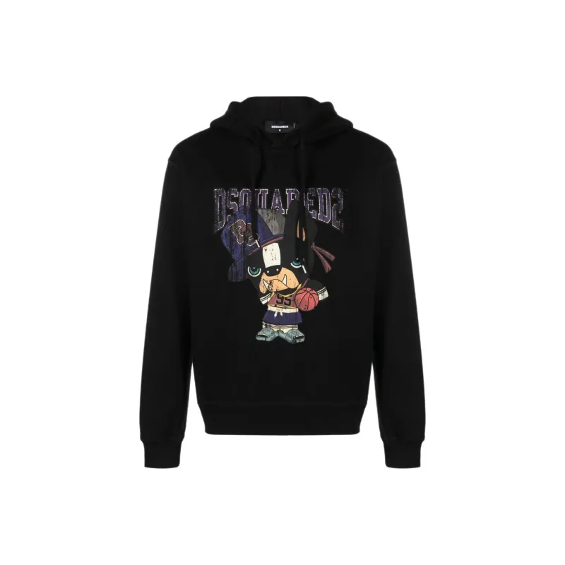 DSQUARED 2 Graphic Printed Drawstring Hoodie-0