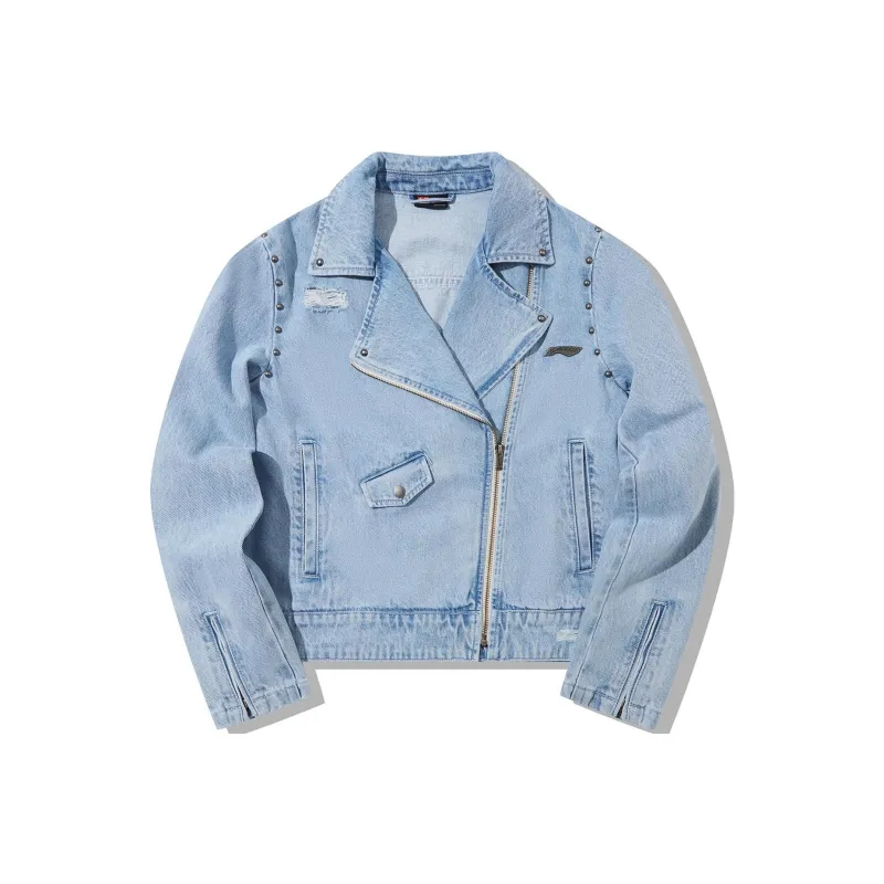 Pleasures X LiNing Denim Jackets Women's Denim Blue-0