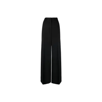 VERSACE Wide Leg Pleated Wool Pants 'Black'