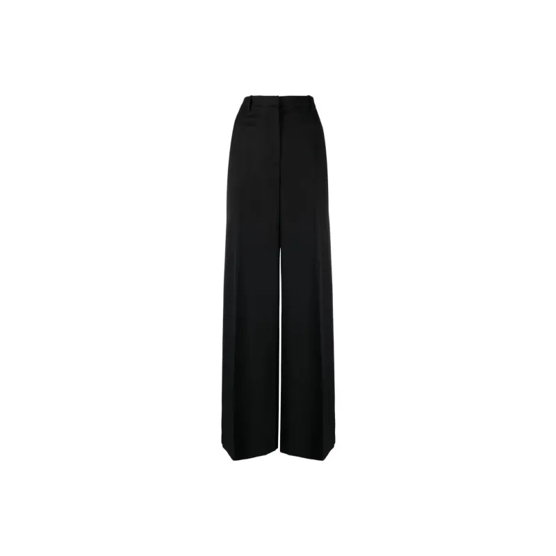 VERSACE Wide Leg Pleated Wool Pants 'Black'-0