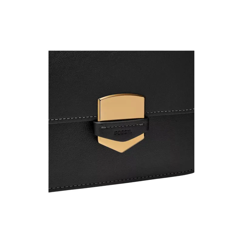 FOSSIL Smooth Leather Shoulder Bag, Crossbody Bag Women's Black-4
