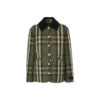 Burberry Dranefeld Quilted Checked Jacket 'Dark Military Green'