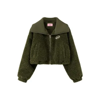 CHUU Cropped Coat Women's Dark Green