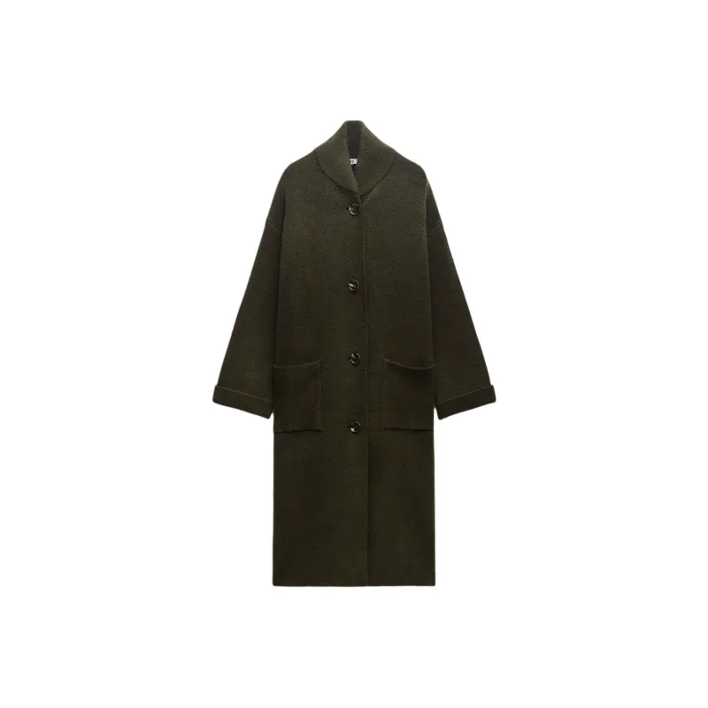 ZARA Coats Women's Khaki-0