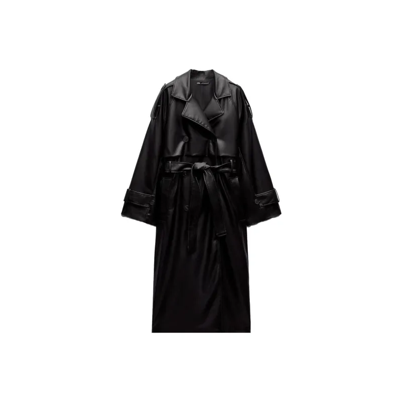 ZARA Trench Coats Women's Black-0