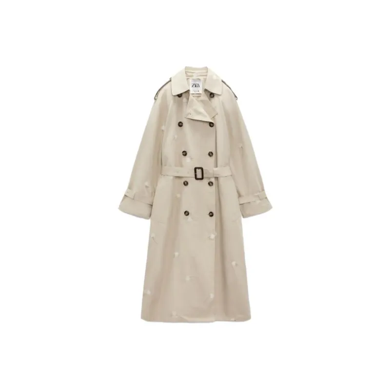 ZARA Trench Coats Women's Beige-0