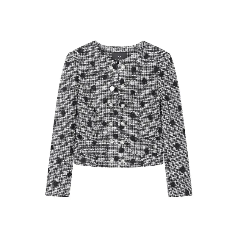Yu Qianwen Cropped Coats Women's Black-0