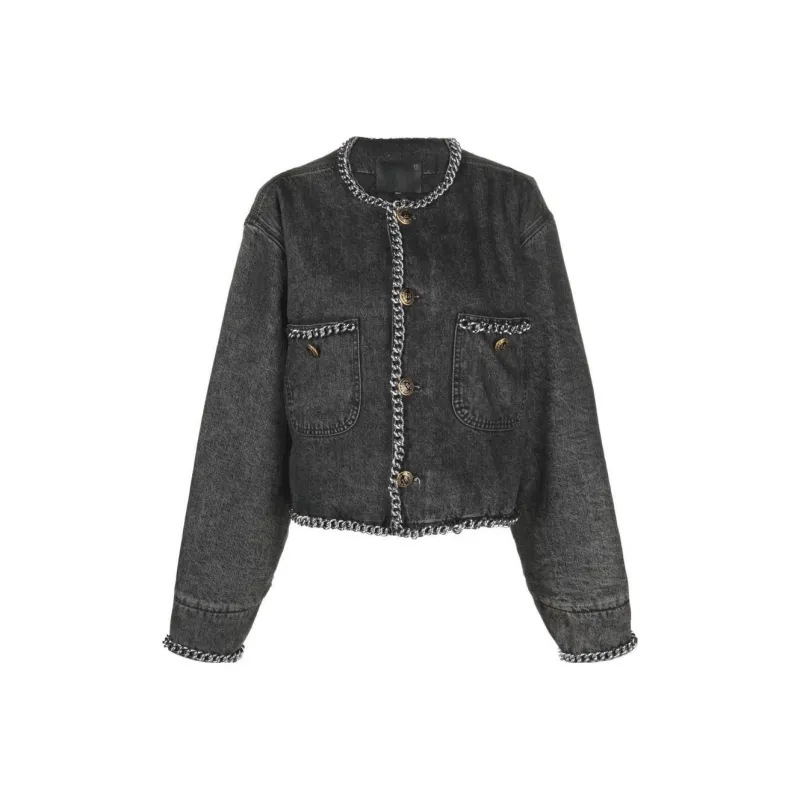 R13 Chain embellished Denim Jacket-0