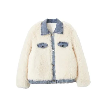 XIANGYING Cropped Coat Women's Beige