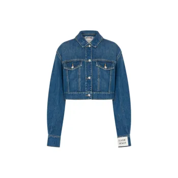 MOSCHINO Crystal embellished Cropped Denim Jacket