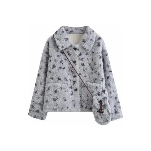 PINKMOONXXR Velvet-feel Coat Women's Dusty Blue