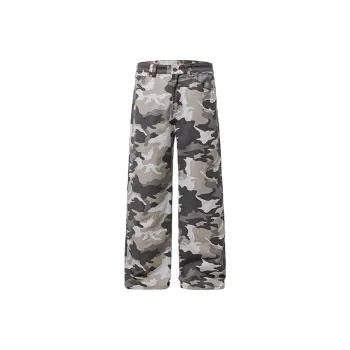 YINLEI Casual Pants Unisex Gray And White Camouflage