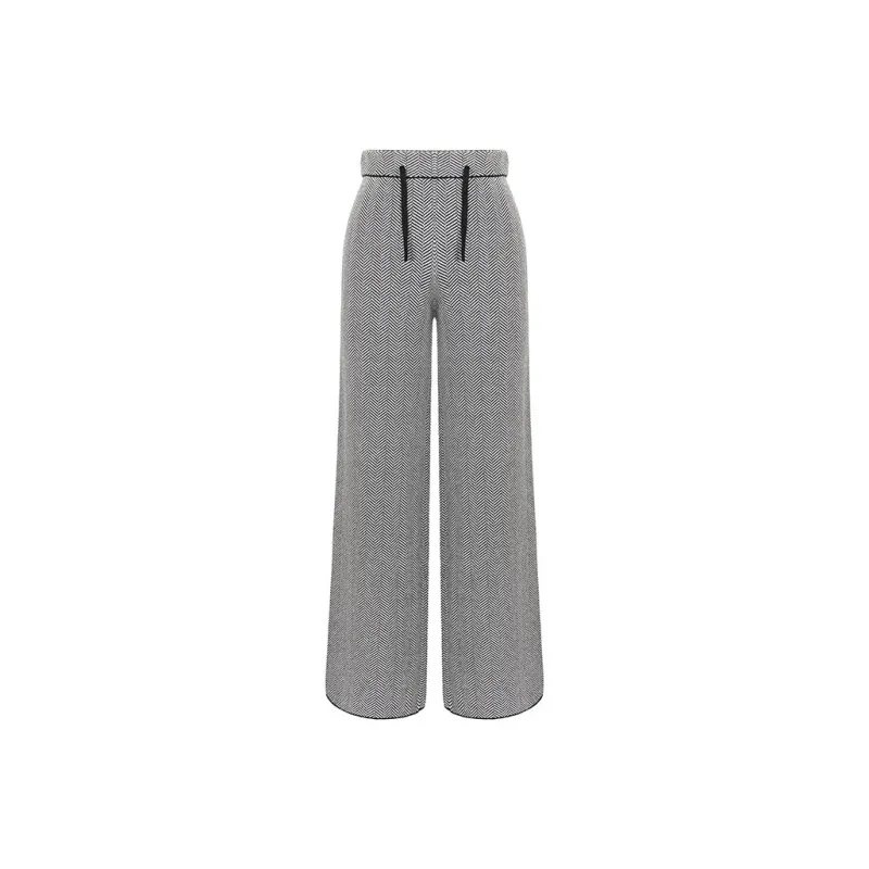 YANGZHIDAO Casual Pants Women's Black White Herringbone-0