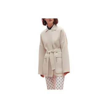 HERMES SS23 Velvet feel Coat Women's Ecru